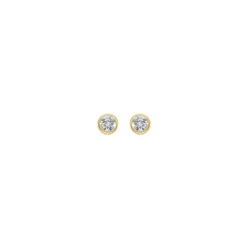 4 mm Round White Diamond Bezel Earrings (14K) front - Popular Jewelry - New York