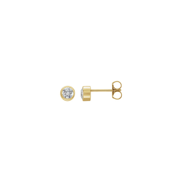4 mm Round White Diamond Bezel Earrings (14K) main - Popular Jewelry - New York