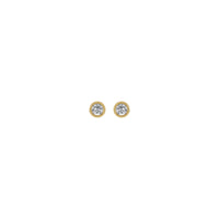 4 毫米圆形白色蓝宝石串珠光环耳钉 (14K) 正面 - Popular Jewelry  - 纽约