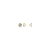 Orecchini a perle Halo rotondi di zaffiro biancu 4 mm (14K) principale - Popular Jewelry - New York