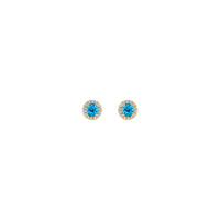Swiss Blue Topaz Diamond Halo Stud Earrings