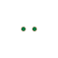 5 mm apaļi smaragda un dimanta halo auskari (14K) priekšpusē - Popular Jewelry - Ņujorka