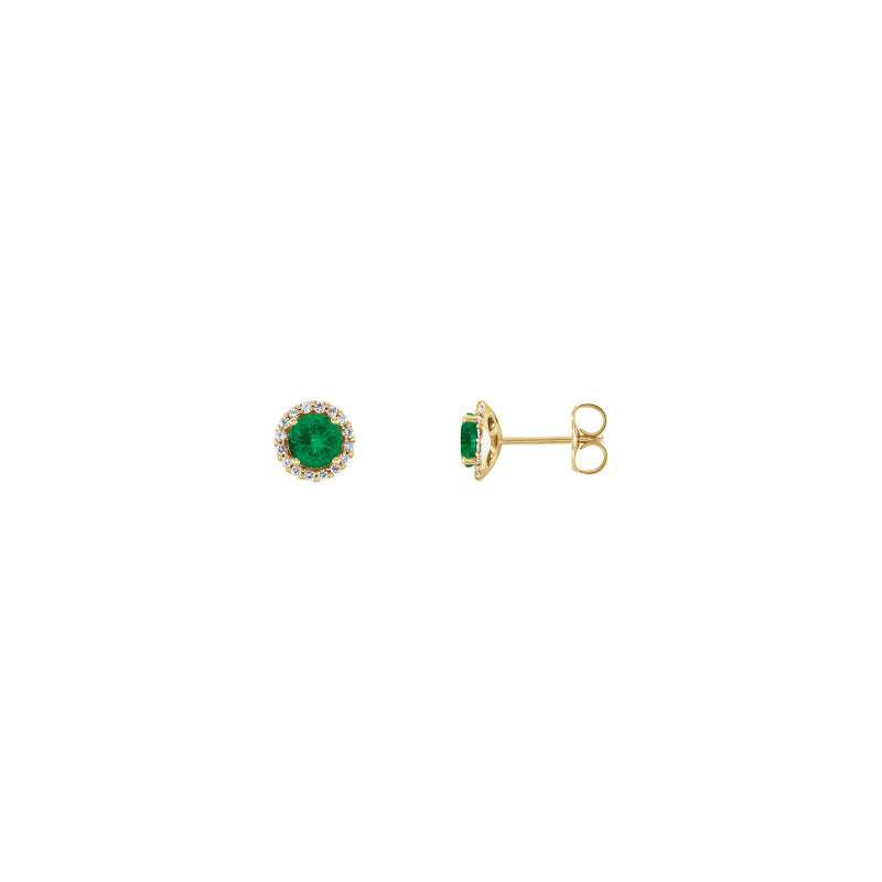5 mm Round Emerald and Diamond Halo Stud Earrings (14K) main - Popular Jewelry - New York