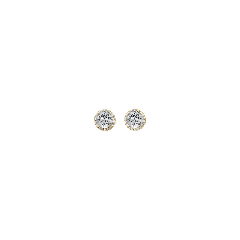 5 mm Round White Diamond Halo Stud Earrings (14K) front - Popular Jewelry - New York