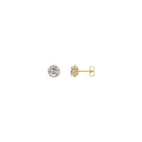 5 mm apvalūs balti deimantiniai halo auskarai (14K) pagrindiniai - Popular Jewelry - Niujorkas