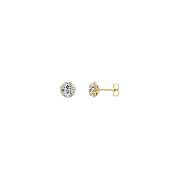 5 mm Round White Diamond Halo Stud Earrings (14K) main - Popular Jewelry - New York