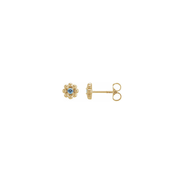 Aquamarine Petite Flower Stud Earrings (14K) main - Popular Jewelry - New York