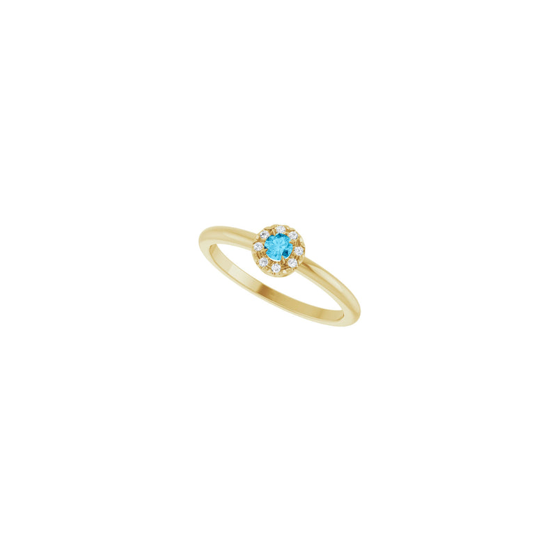 Aquamarine and Diamond French-Set Halo Ring (14K) diagonal - Popular Jewelry - New York