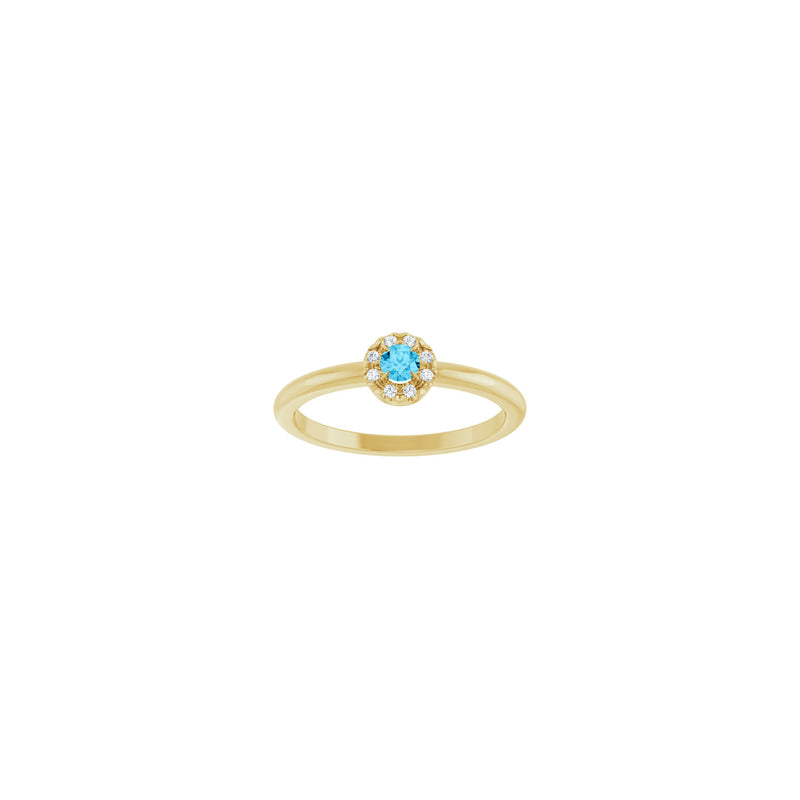 Aquamarine and Diamond French-Set Halo Ring (14K) front - Popular Jewelry - New York