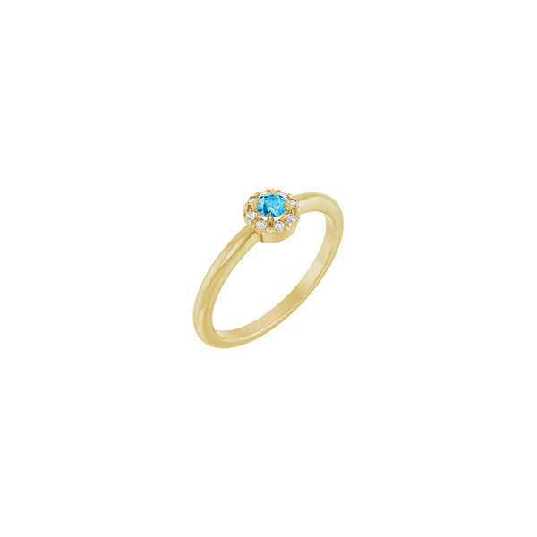 Aquamarine and Diamond French-Set Halo Ring (14K) main - Popular Jewelry - New York