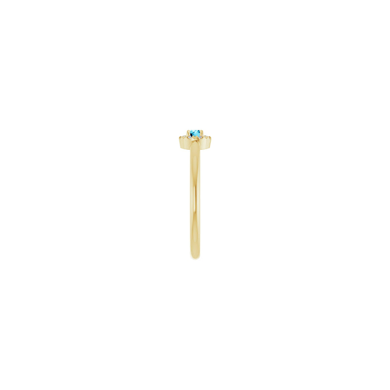 Aquamarine and Diamond French-Set Halo Ring (14K) side - Popular Jewelry - New York