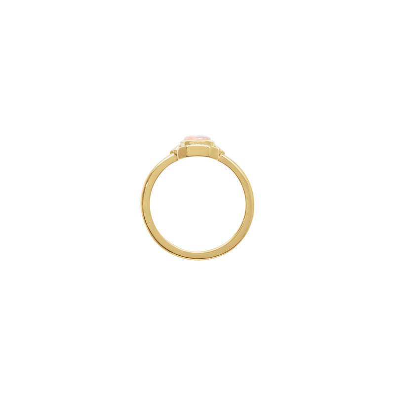 Australian White Opal Cabochon Token Ring (14K) setting - Popular Jewelry - New York