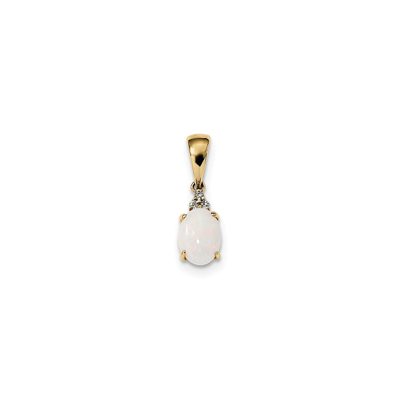 Austrian Opal and Diamond Pendant (14K) front - Popular Jewelry - New York
