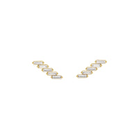 长方形钻石装饰耳环 (14K) 正面 - Popular Jewelry  - 纽约