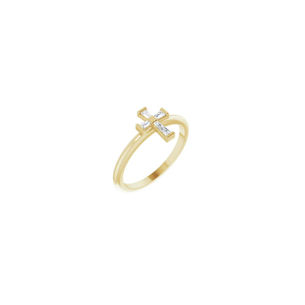 Baguette Diamond Cross Stackable Ring