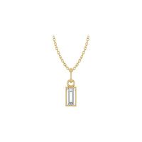 Baguette Diamond Rectangle Bezel Necklace (14K) front - Popular Jewelry - I-New York