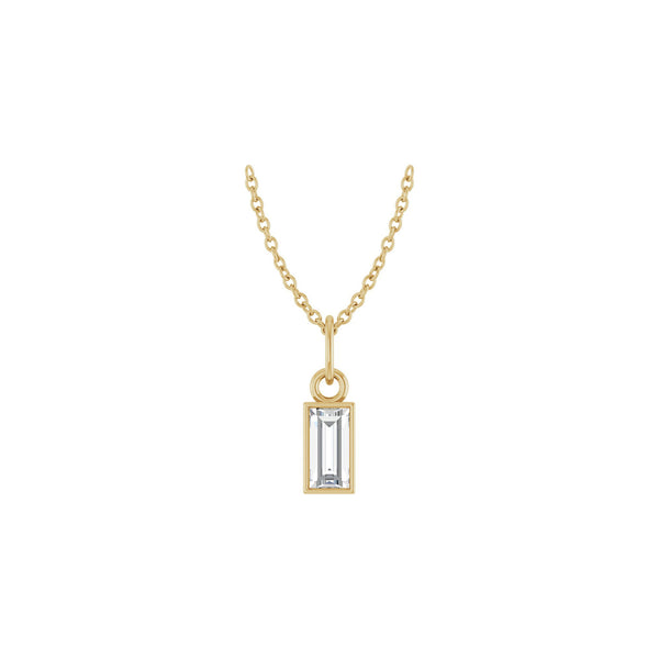 Baguette Diamond Rectangle Bezel Necklace (14K) front - Popular Jewelry - New York