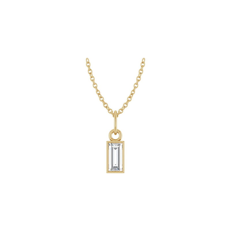 Baguette Diamond Rectangle Bezel Necklace (14K) front - Popular Jewelry - New York