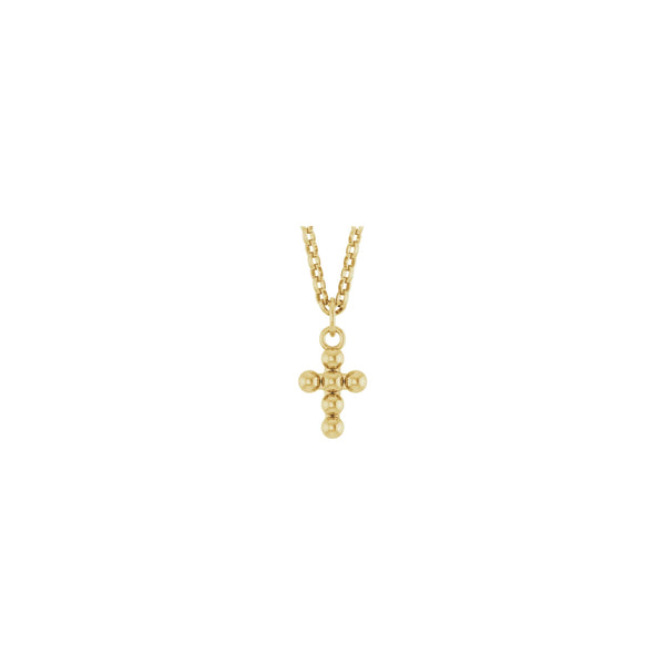 Bead Cross Rolo Necklace (14K) front - Popular Jewelry - New York