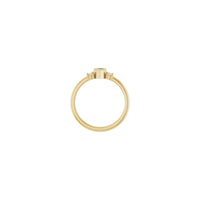 Setting view of a 14k yellow gold Bezel-Set Heart Diamond Three Stone Ring