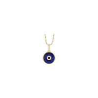 Blue Enamel Evil Eye Necklace (14K) front - Popular Jewelry - New York