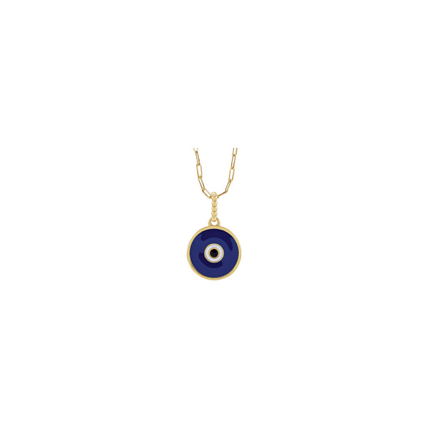 Blue Enamel Evil Eye Necklace (14K) front - Popular Jewelry - New York