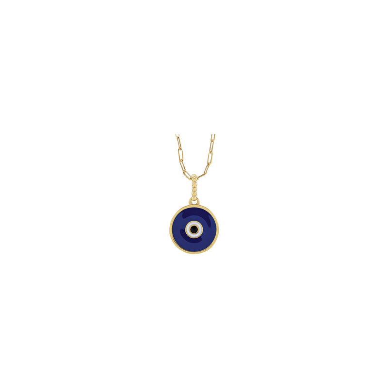 Blue Enamel Evil Eye Necklace (14K) front - Popular Jewelry - New York