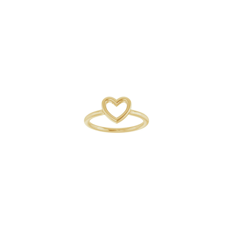 Front view of a 14K yellow gold Bold Heart Outline Ring