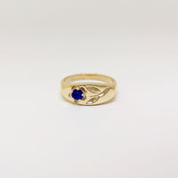 CZ Flower Textured Baby/Kid Oval Signet Ring (14K)