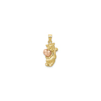 Cat Hugging Heart Pendant (14K) front - Popular Jewelry - New York
