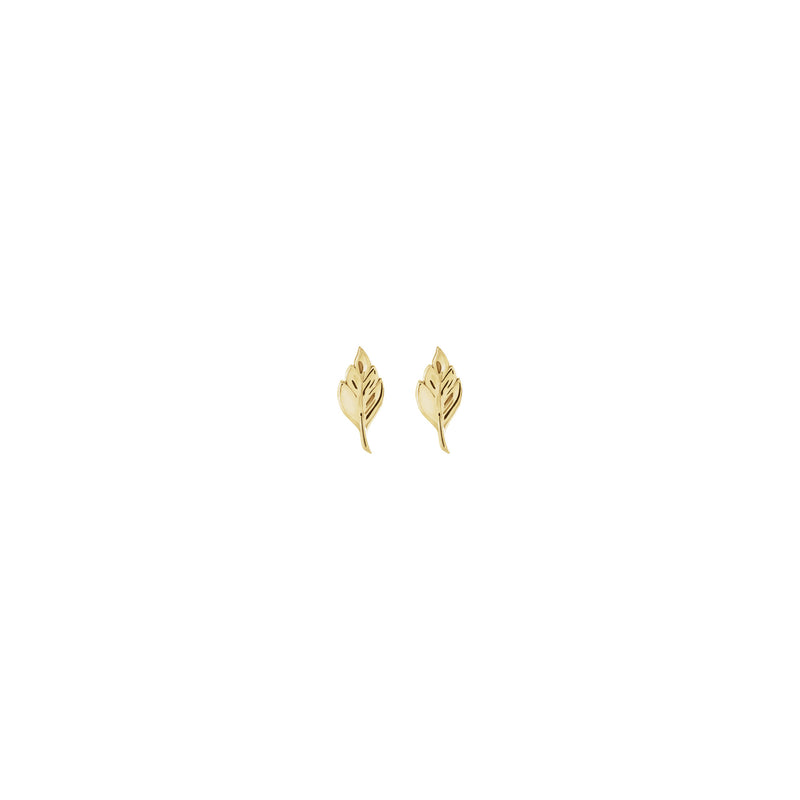 Classic Leaf Stud Earrings (14K) front - Popular Jewelry - New York