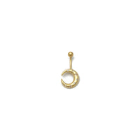 Crescent Moon CZ Navel Ring (14K) mbele - Popular Jewelry - New York