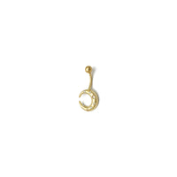 Crescent Moon CZ Navel Ring (14K) right - Popular Jewelry - New York