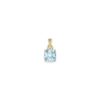 墊形海藍寶石鑽石吊墜 (14K) 正面 - Popular Jewelry - 紐約