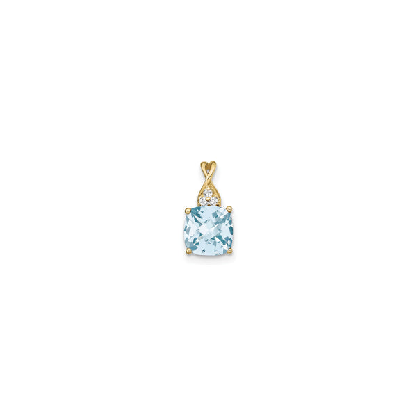 Cushion Aquamarine Diamond Pendant (14K) front - Popular Jewelry - New York