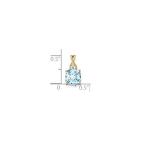 Cushion Aquamarine Diamond Pendant (14K) scale - Popular Jewelry - Nuioka