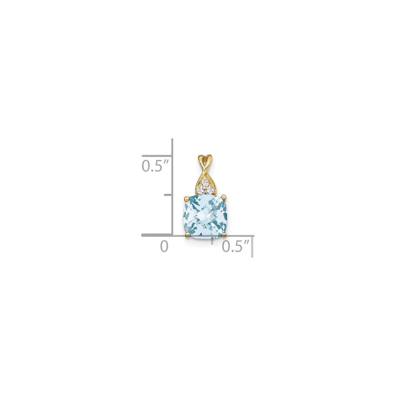 Cushion Aquamarine Diamond Pendant (14K) scale - Popular Jewelry - New York