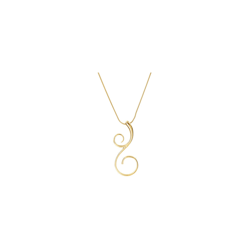 Dainty Scroll Necklace (14K) front - Popular Jewelry - New York