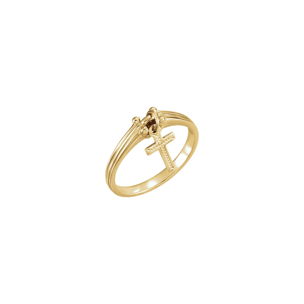 Dangling Cross Ring (14K)