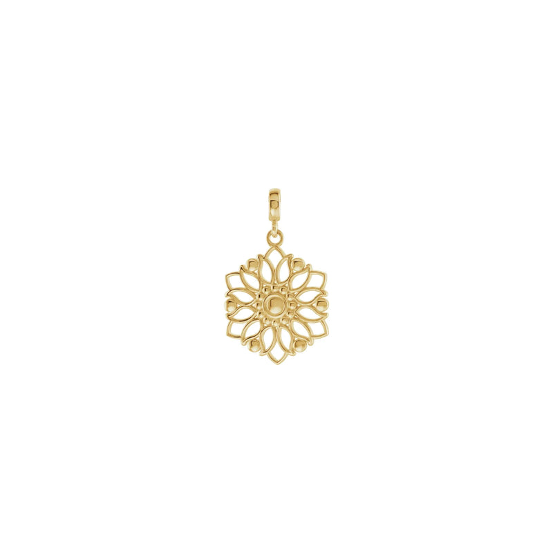 Front view of a 14K yellow gold Decorative Flower Outline Pendant