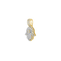 Diamond Round & Baguette Bezel Hamsa Hand Pendant (14K)