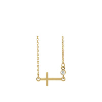 Diamond Sideways Slim Cross Necklace (14K) devan - Popular Jewelry - Nouyòk