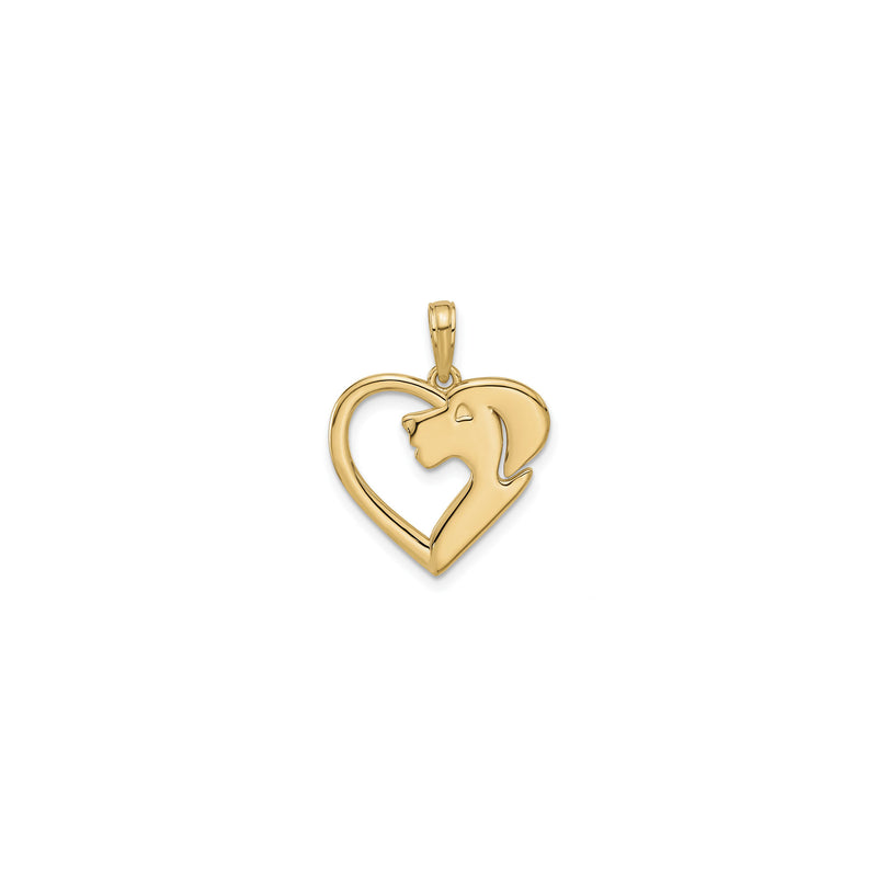 Dog Profile Heart Pendant (14K) front - Popular Jewelry - New York