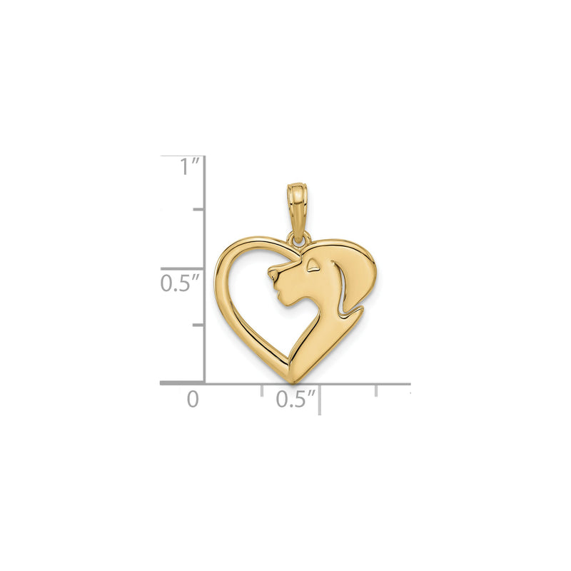 Dog Profile Heart Pendant (14K) scale - Popular Jewelry - New York