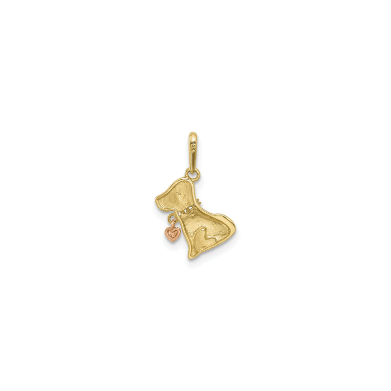 Dog with Dangling Heart CZ Pendant (14K) back - Popular Jewelry - New York