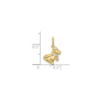 Dog with Dangling Heart CZ Pendant (14K) scale - Popular Jewelry - New York