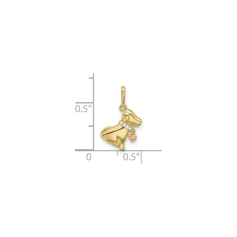 Dog with Dangling Heart CZ Pendant (14K) scale - Popular Jewelry - New York