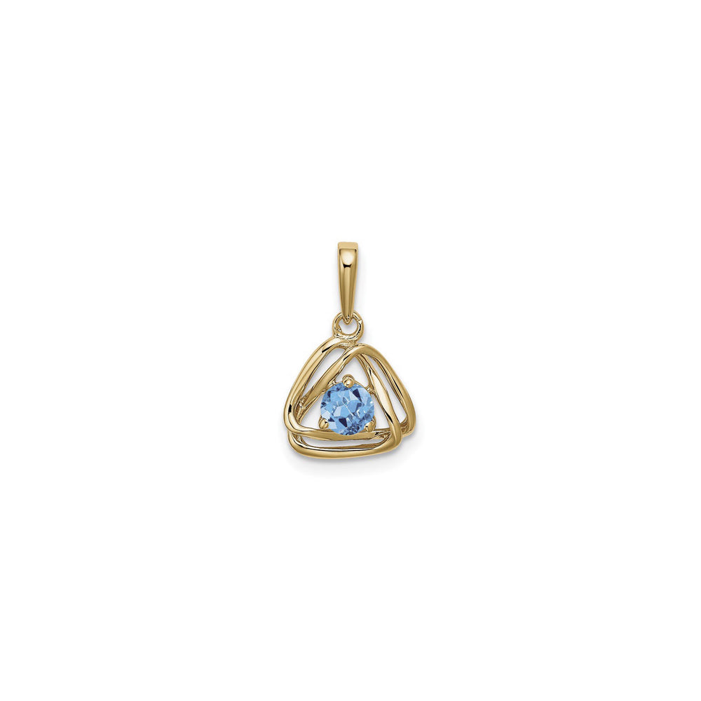 Double Triangle Interlocked Blue Topaz Pendant (14K)