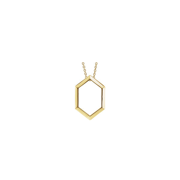 Elongated Hexagon Contour Necklace (14K) front - Popular Jewelry - New York