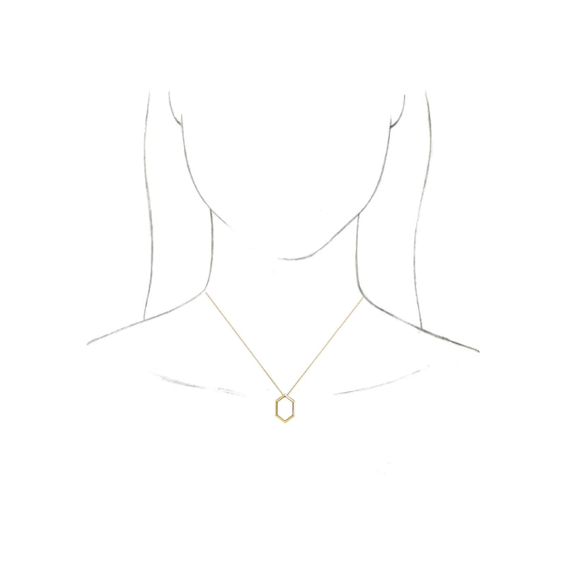 Elongated Hexagon Contour Necklace (14K) preview - Popular Jewelry - New York